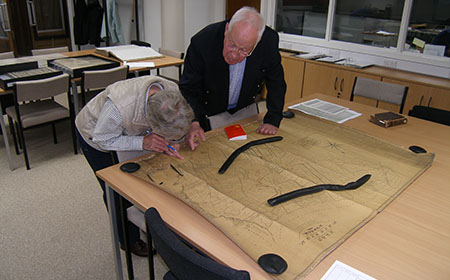 Cleadon examining archive maps