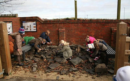 School Children using the Cassop Fossil Cracking Bay