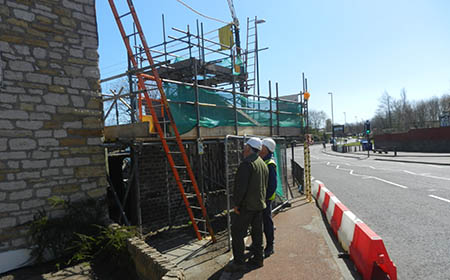 30-04-2013 The gable end and chimney are rebuilt